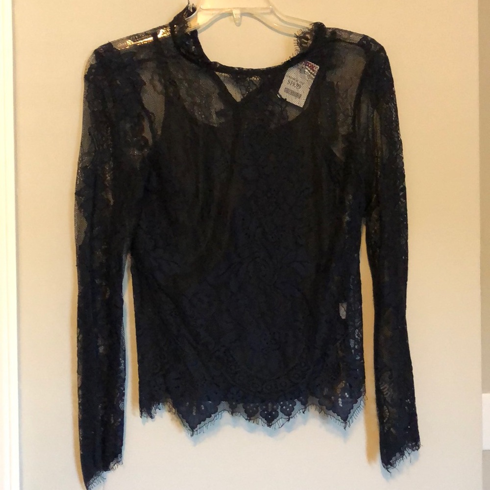 Navy Blue lace top with black cami